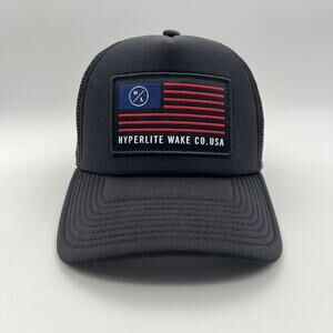 Hyperlite Wake Co‎ USA Black Mesh Flag Trucker Baseball Hat Cap Adult One Size